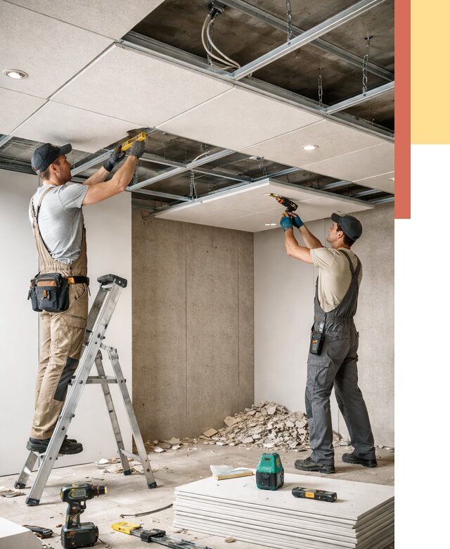 Монтаж акустического потолка в Дюртюли от 6776 руб/м2 — быстро и недорого | ОТДЕЛОЧНИК-Дюр