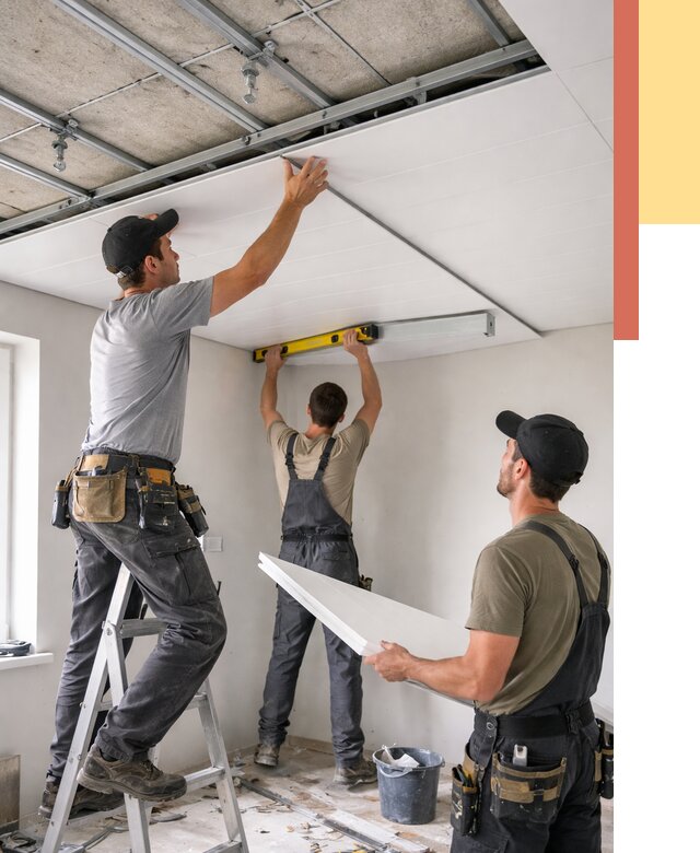 Монтаж потолка из ПВХ панелей в Дюртюли от 3649 руб./м2 — быстро и недорого | ОТДЕЛОЧНИК-Дюр