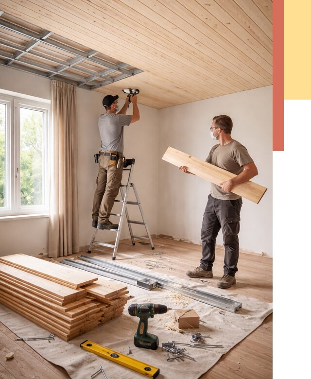 Монтаж потолка из вагонки в Дюртюли от 6776 руб. | Быстро и недорого — ОТДЕЛОЧНИК-Дюр