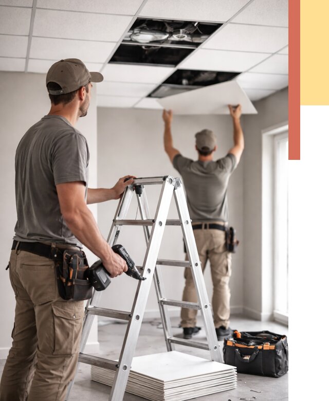 Обслуживание подвесного потолка в Дюртюли от 3649 руб. — быстро и недорого | ОТДЕЛОЧНИК-Дюр