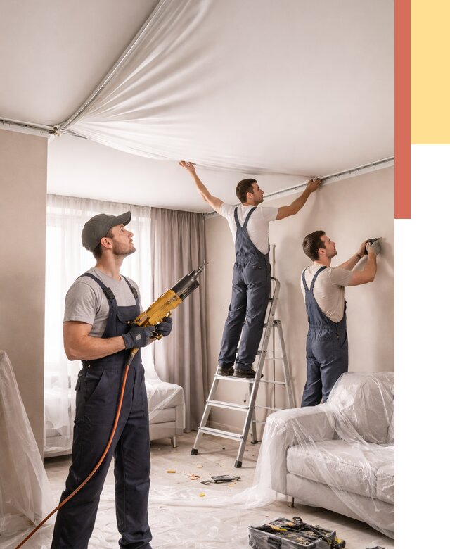 Установка натяжного потолка в Дюртюли от 4691 руб. | Быстро и недорого — ОТДЕЛОЧНИК-Дюр