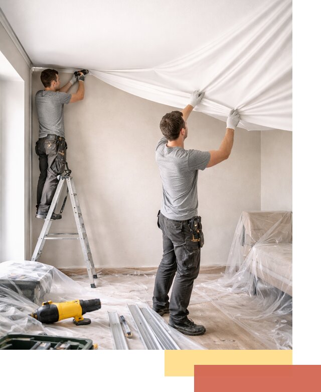 Монтаж тканевого натяжного потолка в Дюртюли недорого и быстро