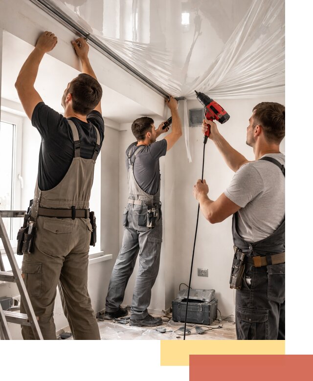 Монтаж глянцевого натяжного потолка в Дюртюли быстро и качественно