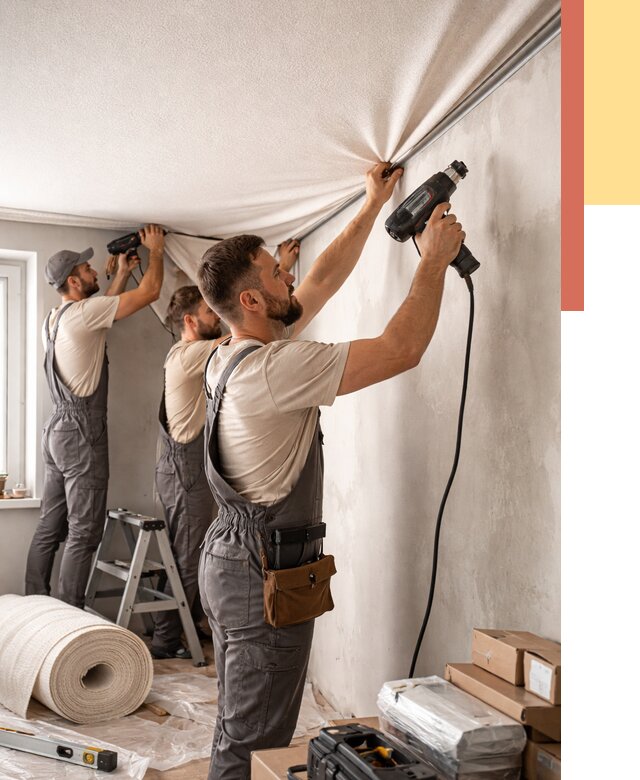 Монтаж фактурного натяжного потолка в Дюртюли от 782 руб. — ОТДЕЛОЧНИК-Дюр