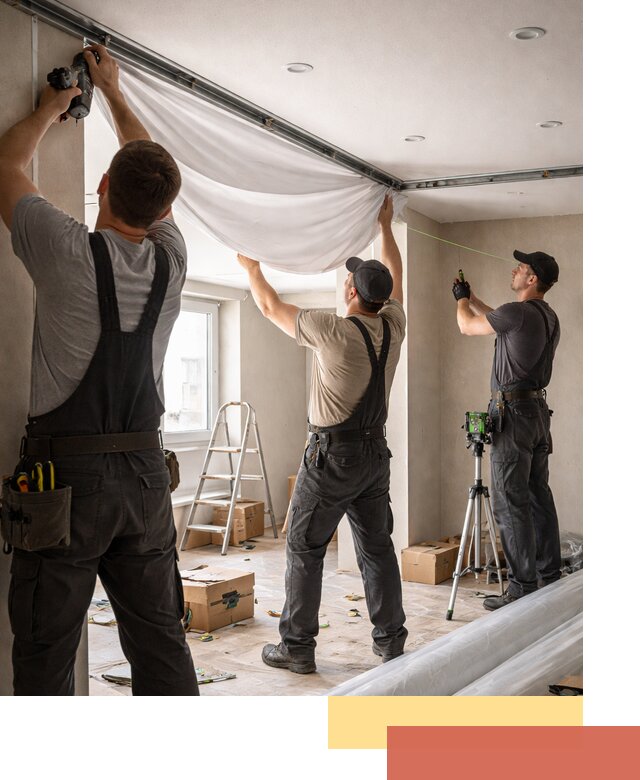 Монтаж парящего натяжного потолка под ключ в Дюртюли