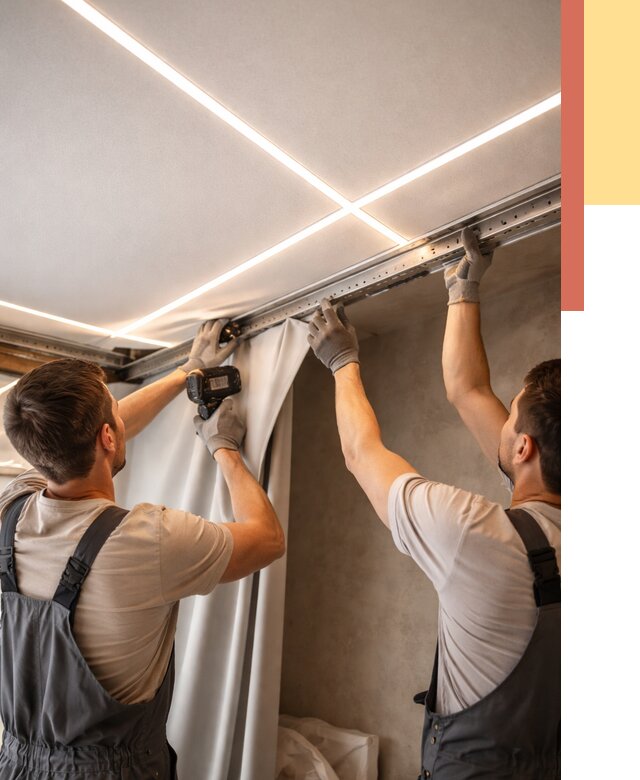 Монтаж натяжного потолка со световыми линиями в Дюртюли от 1251 руб. | ОТДЕЛОЧНИК-Дюр