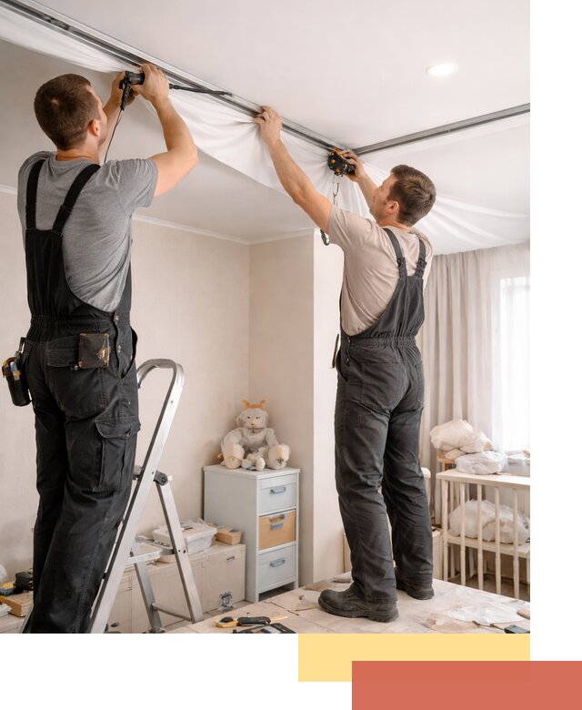 Монтаж натяжного потолка в детской комнате в Дюртюли