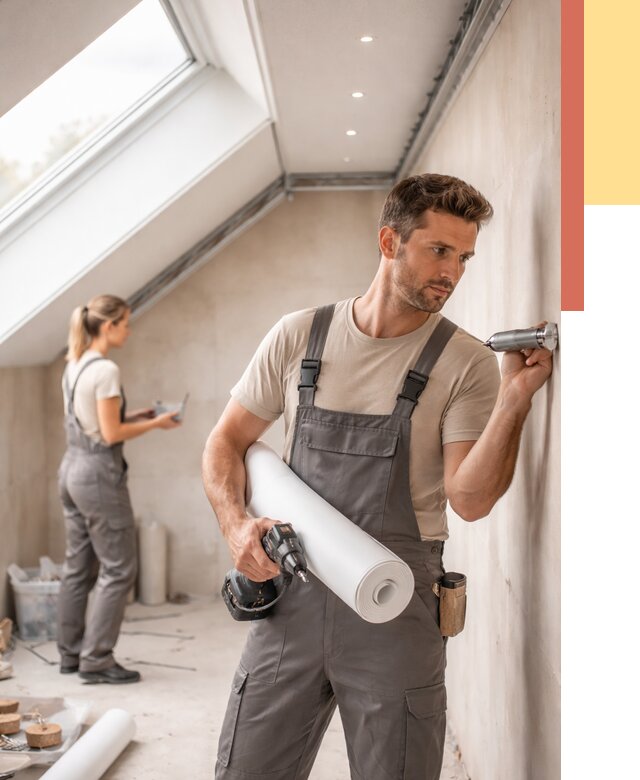 Монтаж натяжного потолка на мансарде в Дюртюли от 3649 руб. | ОТДЕЛОЧНИК-Дюр