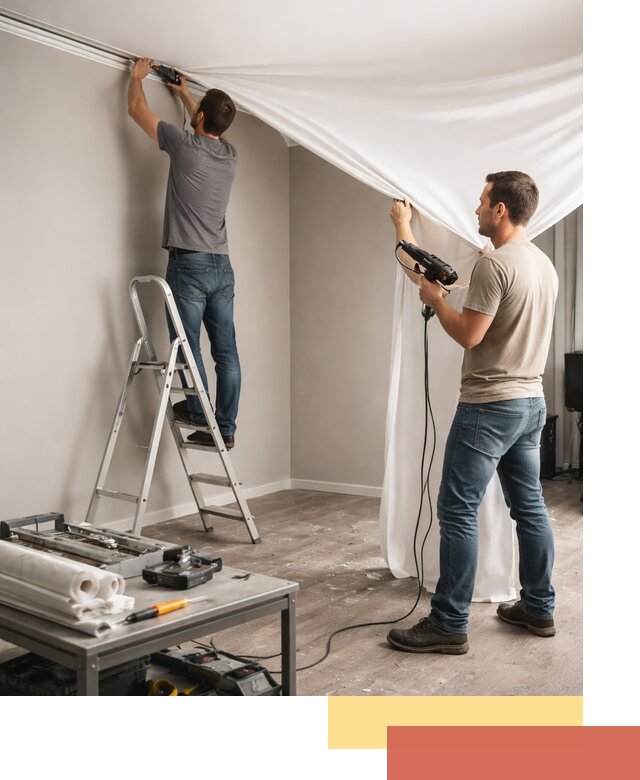 Монтаж натяжного потолка в студии в Дюртюли