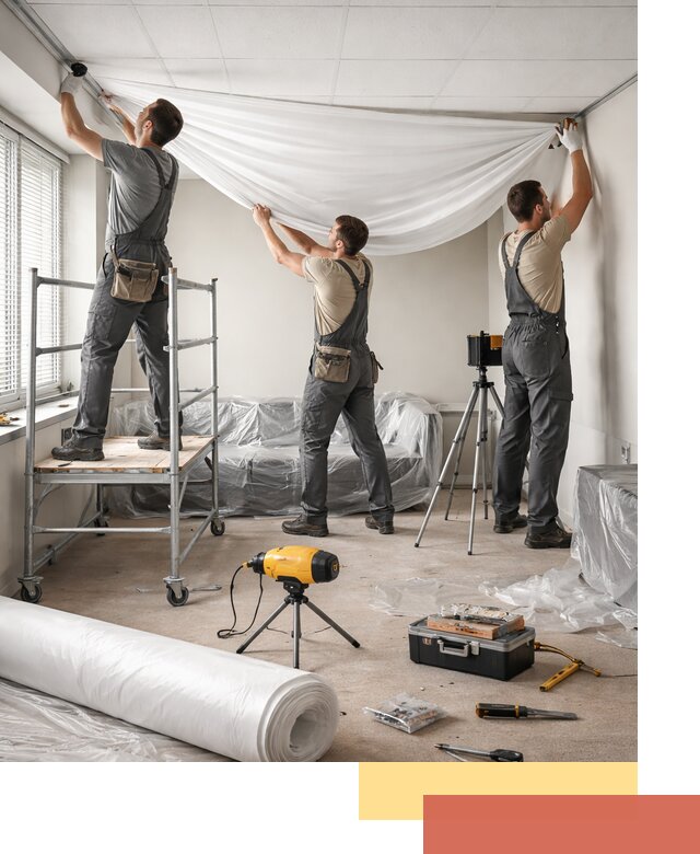 Монтаж натяжного потолка в офисе в Дюртюли