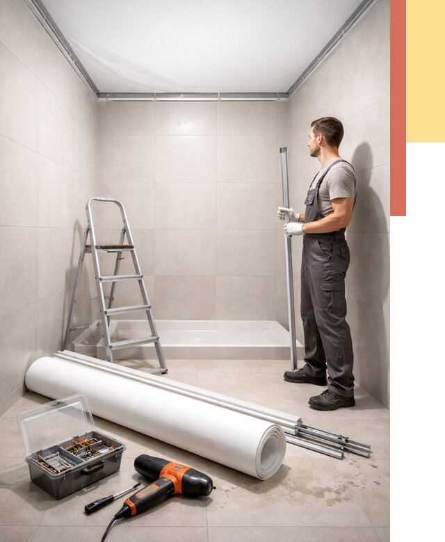 Монтаж натяжного потолка в санузле в Дюртюли от 1929 руб. — ОТДЕЛОЧНИК-Дюр