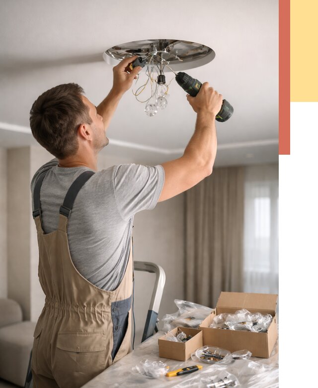 Установка люстры в натяжной потолок в Дюртюли от 1251 руб. | Быстро и недорого — ОТДЕЛОЧНИК-Дюр