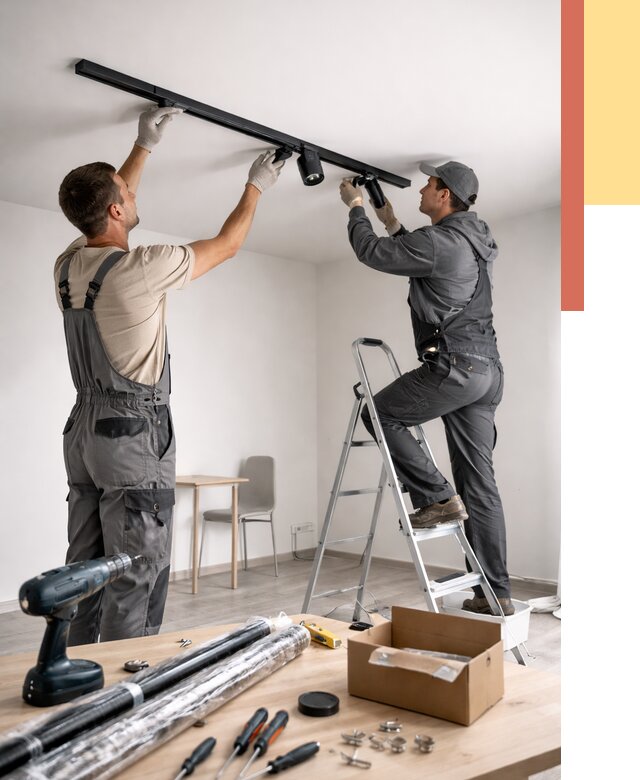 Установка трековых светильников в натяжной потолок в Дюртюли от 4379 руб. | ОТДЕЛОЧНИК-Дюр