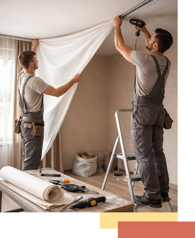 Замена полотна натяжного потолка в Дюртюли быстро и качественно