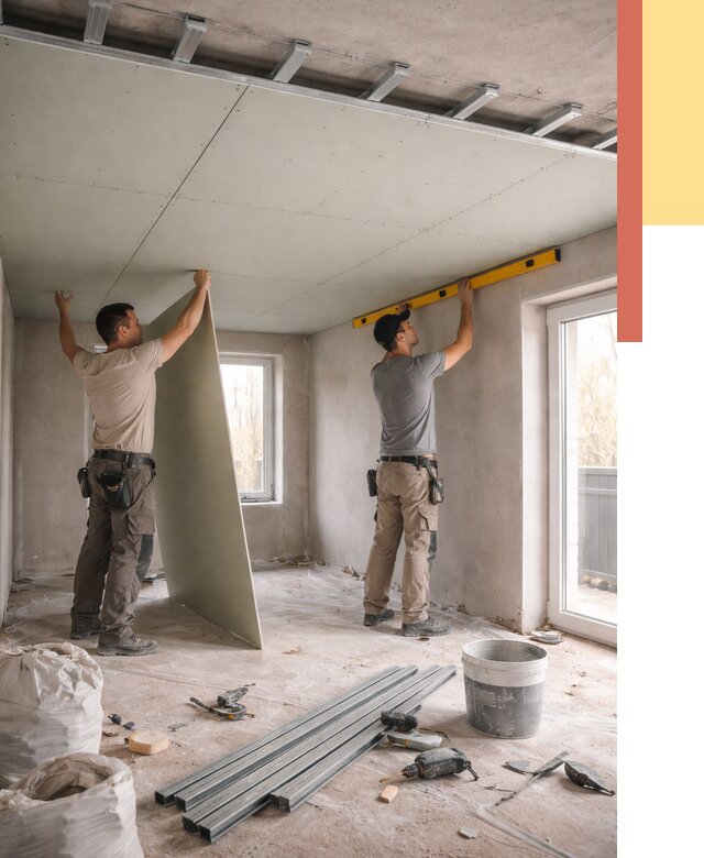 Одноуровневый потолок из гипсокартона в Дюртюли от 782 руб. — монтаж под ключ | ОТДЕЛОЧНИК-Дюр