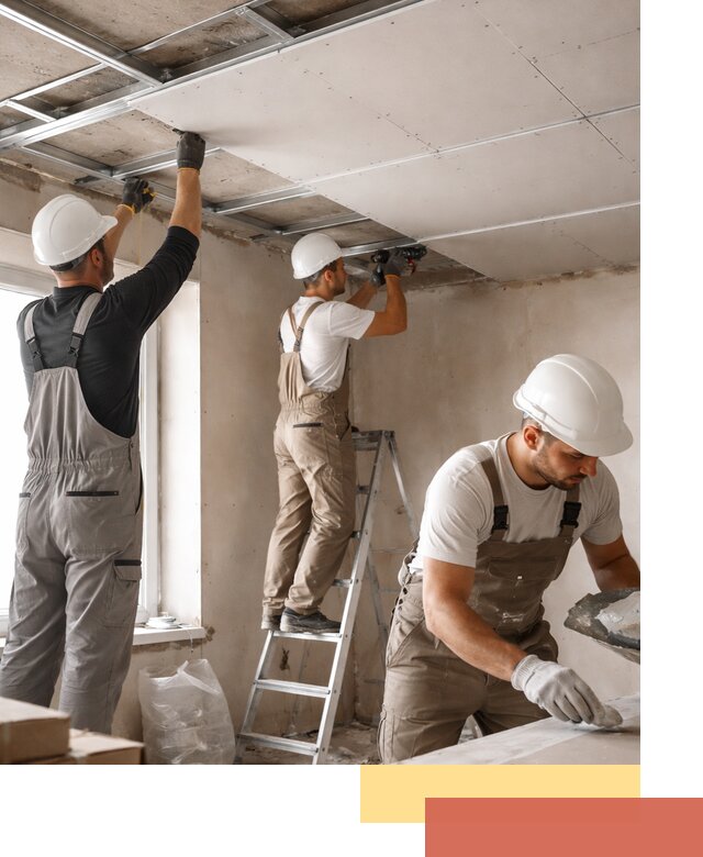 Одноуровневый потолок из гипсокартона в Дюртюли — монтаж и отделка