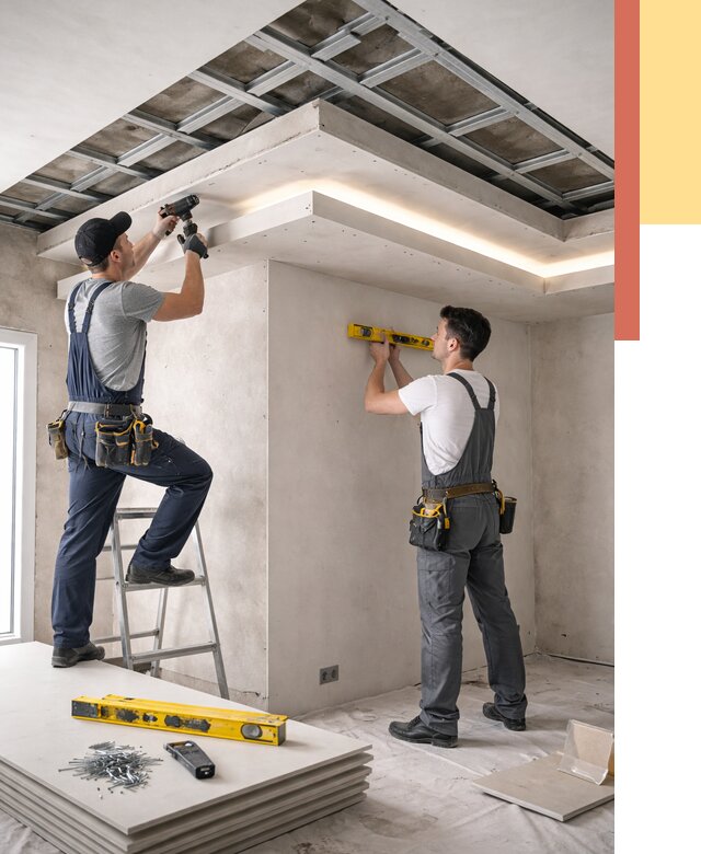 Двухуровневый потолок из гипсокартона в Дюртюли от 1512 руб. под ключ | ОТДЕЛОЧНИК-Дюр