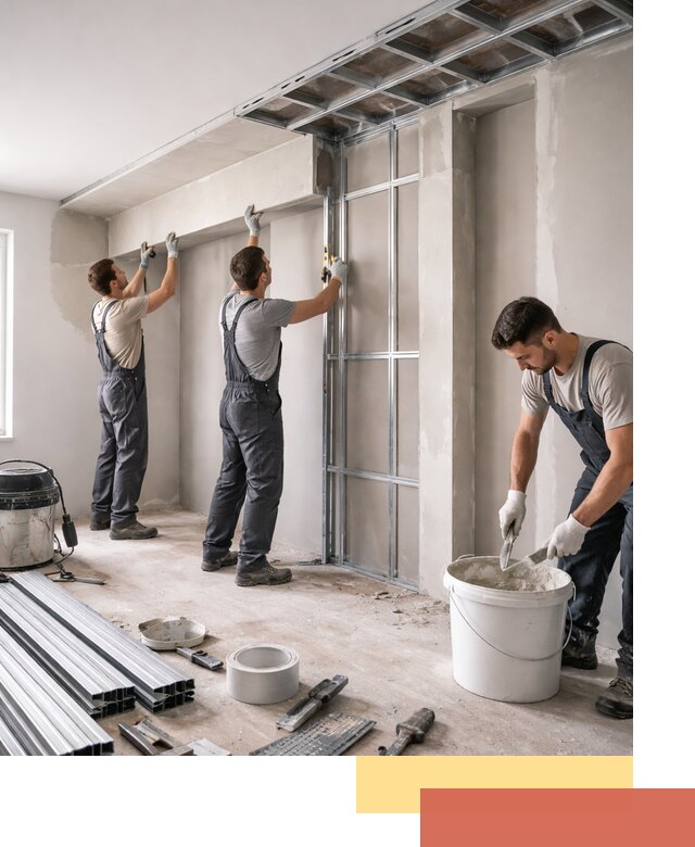 Монтаж потолка из гипсокартона с нишей в Дюртюли