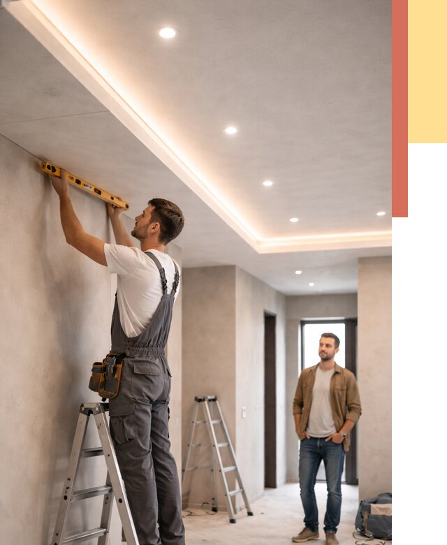 Потолок из гипсокартона с подсветкой в Дюртюли от 782 руб./м2 под ключ | ОТДЕЛОЧНИК-Дюр