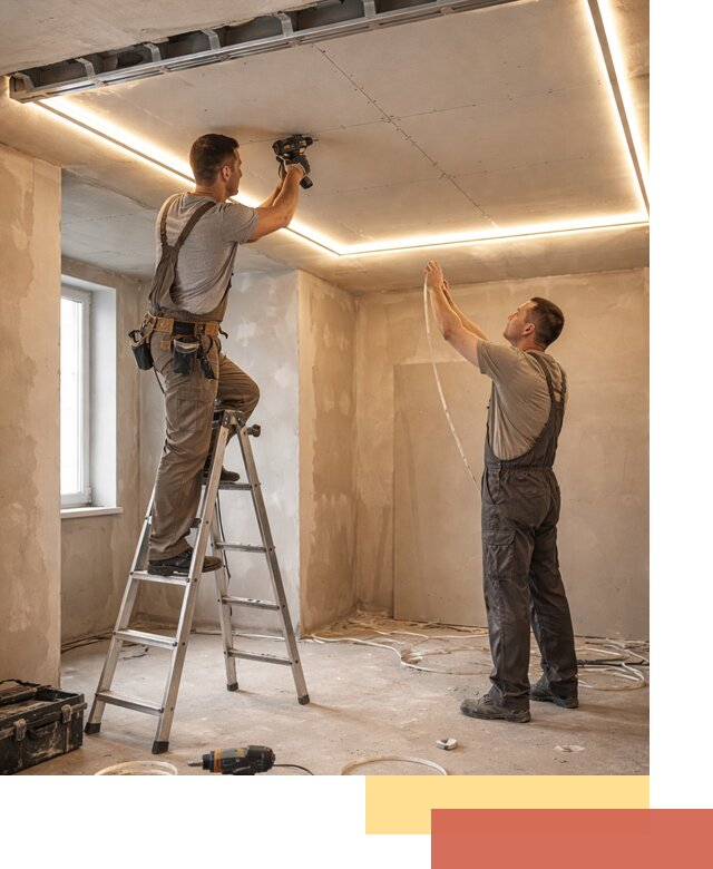 Потолок из гипсокартона с подсветкой в Дюртюли