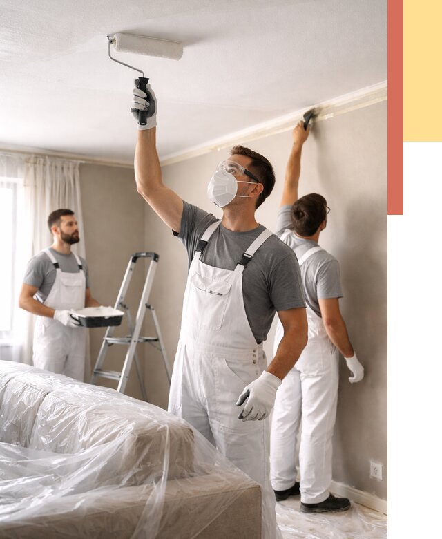 Покраска потолка водоэмельсионной краской в Дюртюли от 2294 руб/м² — услуги под ключ | ОТДЕЛОЧНИК-Дюр