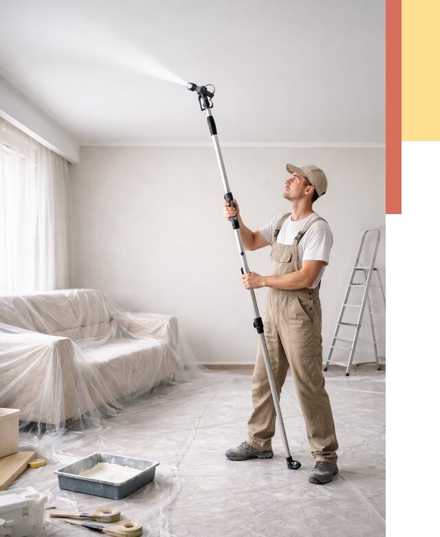 Покраска потолка краскопультом в Дюртюли от 4691 руб. быстро и недорого | ОТДЕЛОЧНИК-Дюр