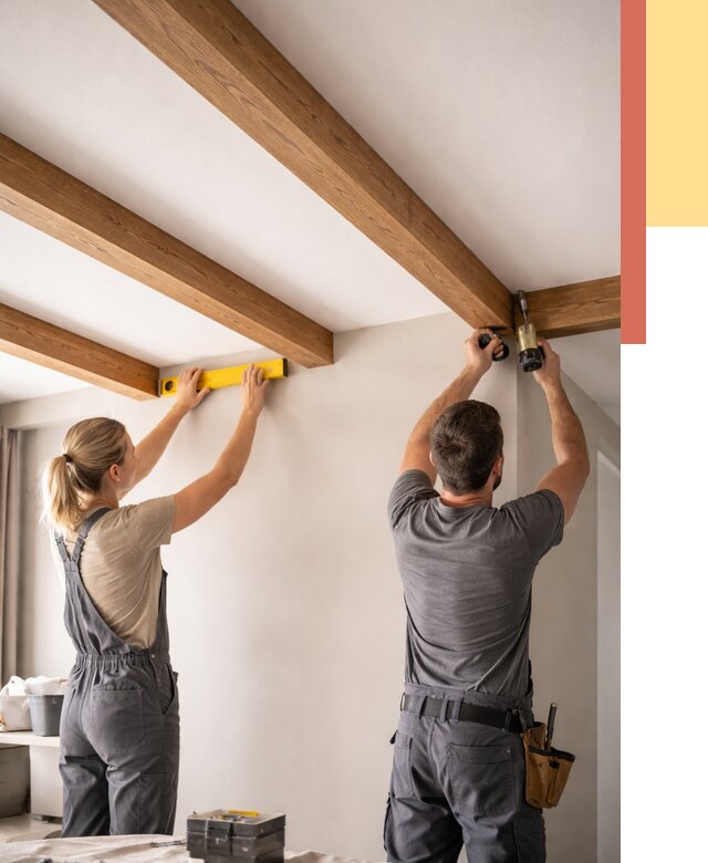 Монтаж декоративных балок на потолок в Дюртюли от 4379 руб. — ОТДЕЛОЧНИК-Дюр