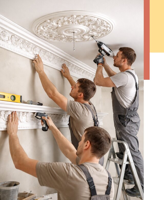 Монтаж лепнины на потолок в Дюртюли от 3336 руб. быстро и недорого | ОТДЕЛОЧНИК-Дюр